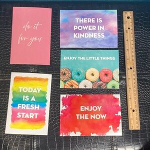 10/$10 OR $1 Bundle: 5 Inspiring Quote Post Cards 4” x 6” Shiny Front Matte Back